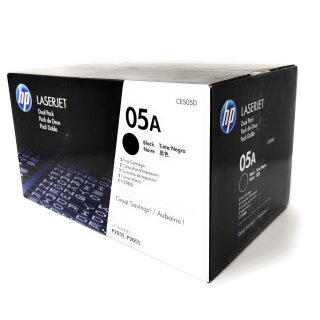 Toner 2x Original HP Laserjet CE505D 05A  Black / Schwarz 2x 2.300 Seiten Neuware