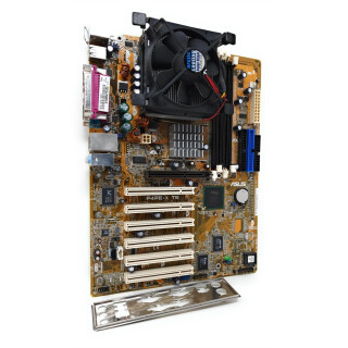 Mainboard Asus P4PE-X TE Sockel 478 ATX mit Slotblende + Pentium 2,4GHz + Kühler